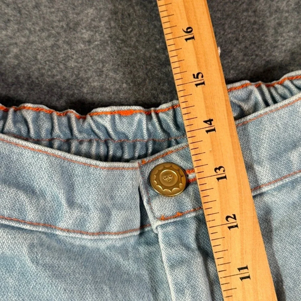 Denim‎ Trousers by Big Press Light Wash Pleated Wide Leg Jeans Womens Medium